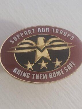 Support Our Troops Military Vintage Lapel Pin Tie Tack Brooch - Bring Home Safe